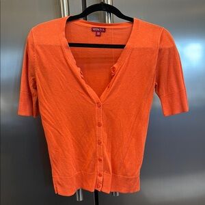 Merona Orange Fitted Button Down Short Sleeve Cardigan Sweater